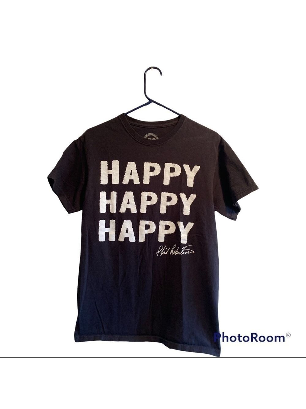 Duck Dynasty Black Tee Shirt, Womens Medium “Happy, Happy, Happy”Phil Robertson